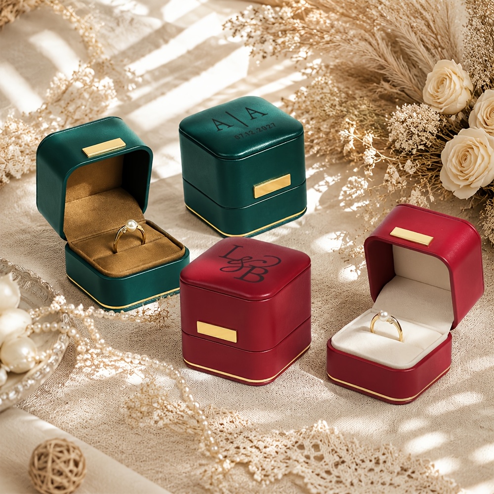 Personalized Faux Leather Jewelry Box for Engagement and Wedding
